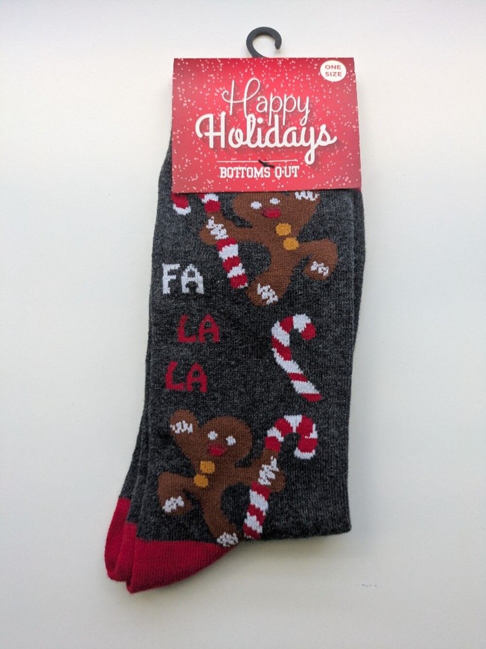 Christmas Happy Holidays Bottoms Out Gingerbread Man Socks
